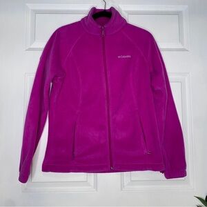 Columbia Fleece Full Zip Jacket Pink Purple Size Medium
